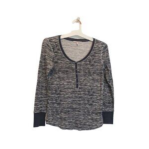 Victoria's Secret Women's Long Sleeve Henley Top Heather Blue Grey Small